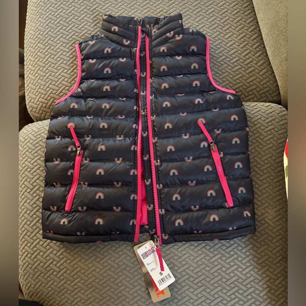 NWT! Girls 32 Degrees Heat Lightweight Puffer Vest Rainbow Small